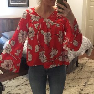 Copper Key floral print bell sleeve top